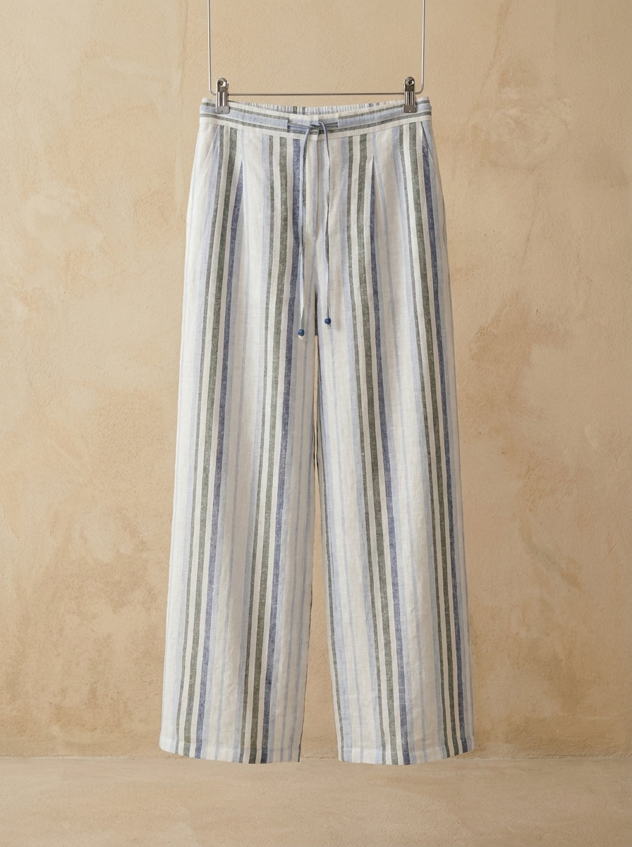 Provence Striped Linen Trousers B148