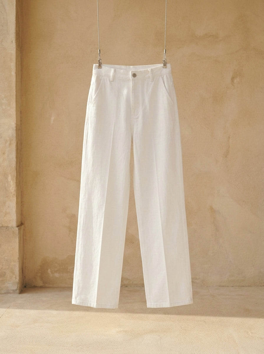 Valeria Premium Turkish Cotton White Denim Trousers B94