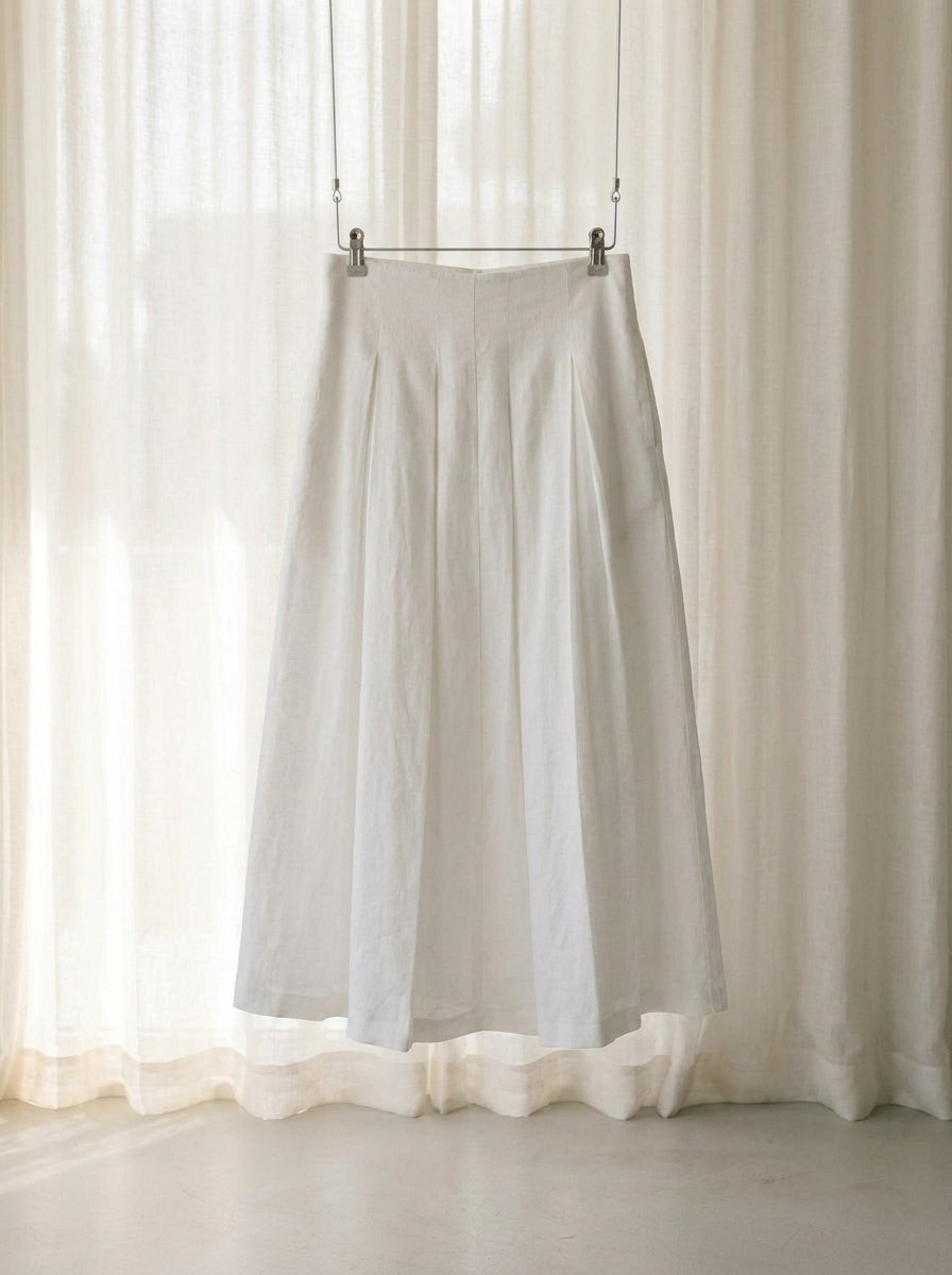 Valeria Resort Linen Pleated Midi Skirt C108