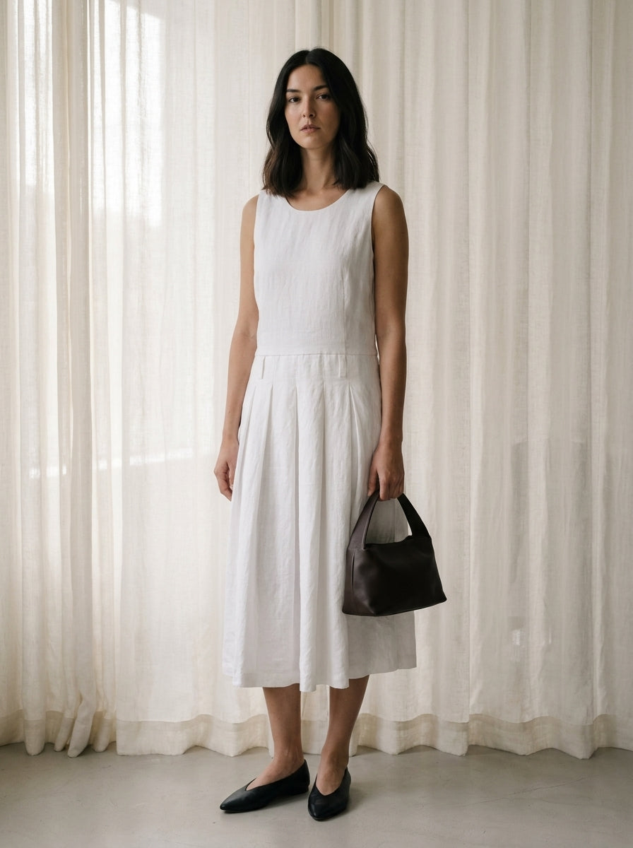 Valeria Flowy Linen Resort Dress D65