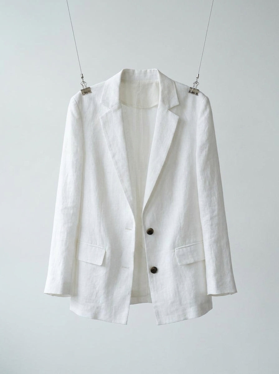 Single-Breasted Linen Blazer W50