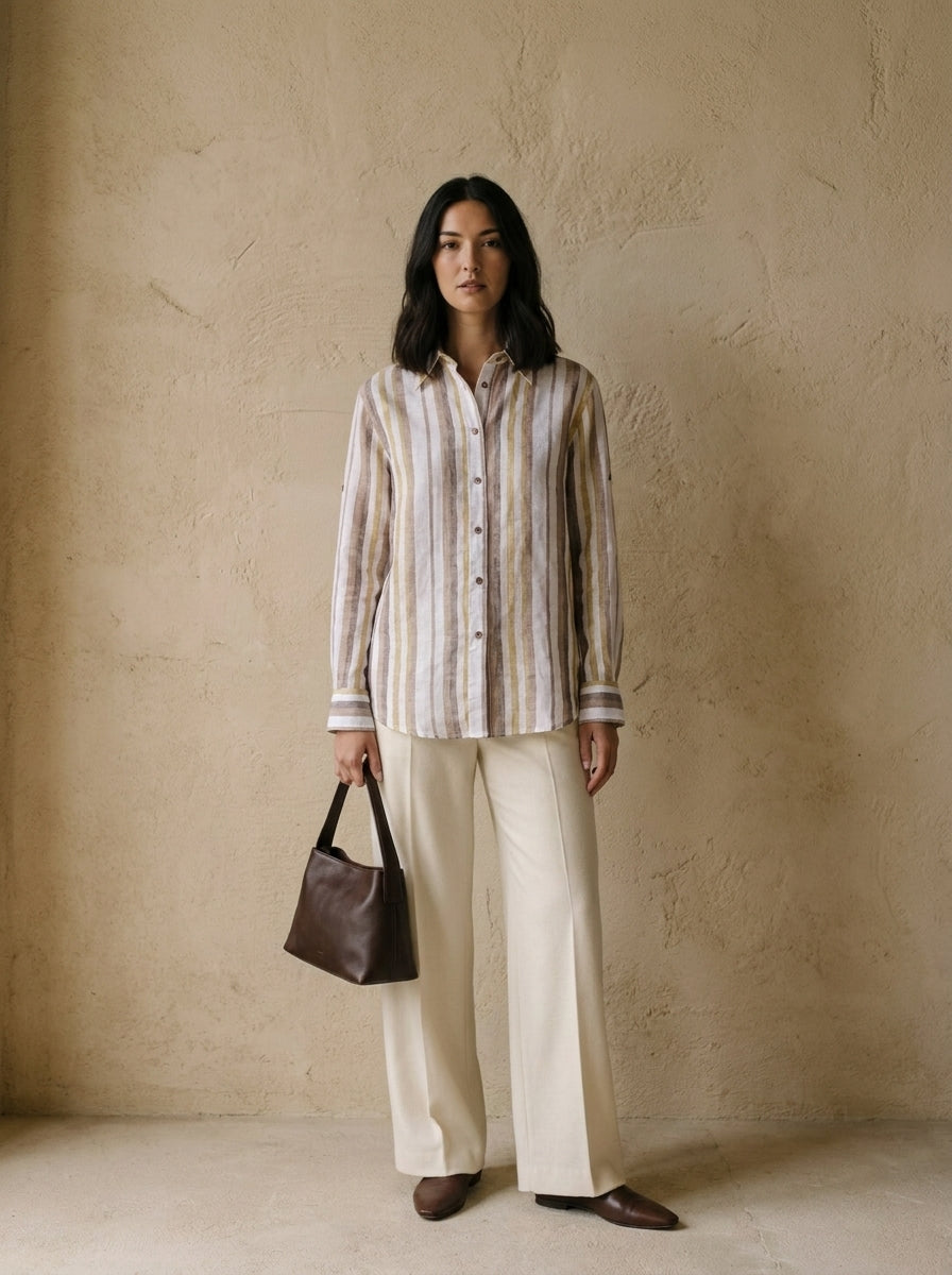 Provence Striped Linen Shirt A345
