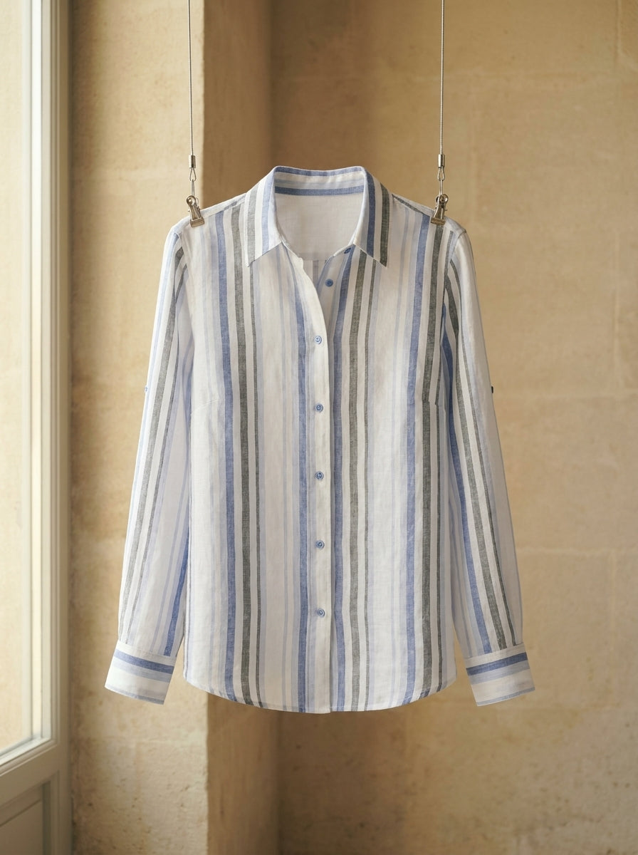 Provence Striped Linen Shirt A345