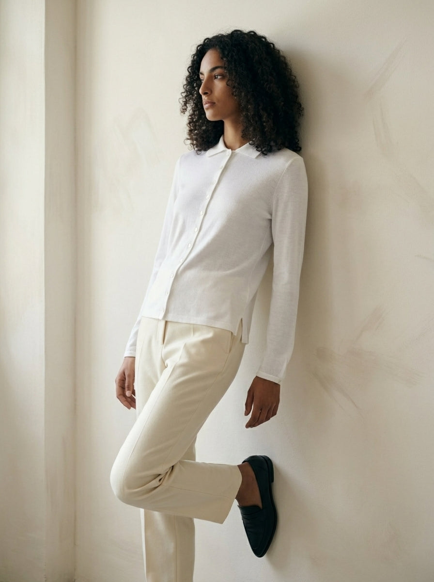 Ribbed Knit Button-Up Cardigan A365