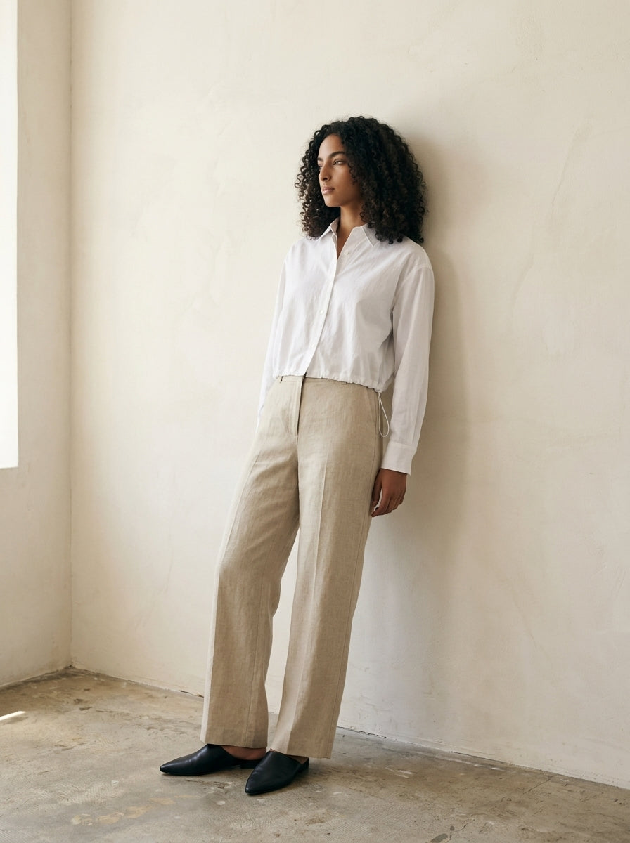 Cinched Cotton Shirt A368