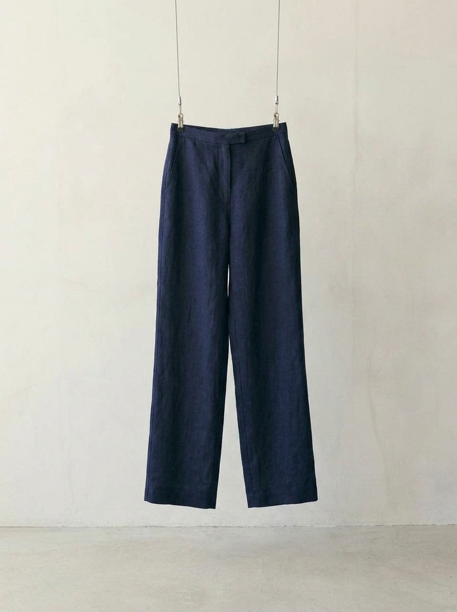 Valeria Luxury French Flax Wide-Leg Trousers B198