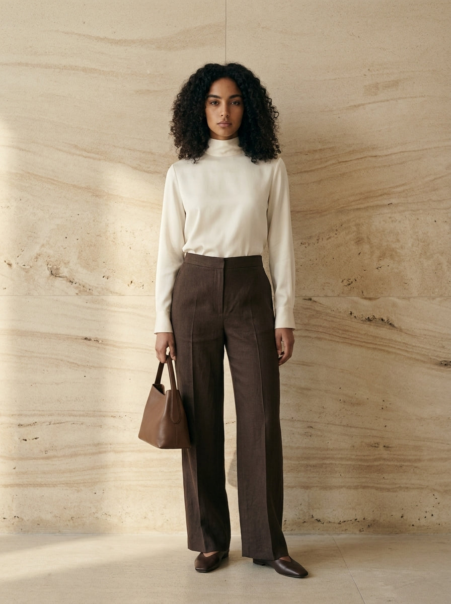 Classic Wide-Leg Linen Trousers B208