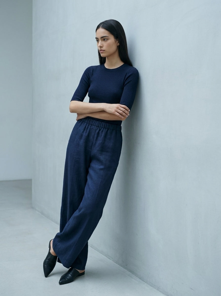 Valeria Linen Signature Wide Trousers B216
