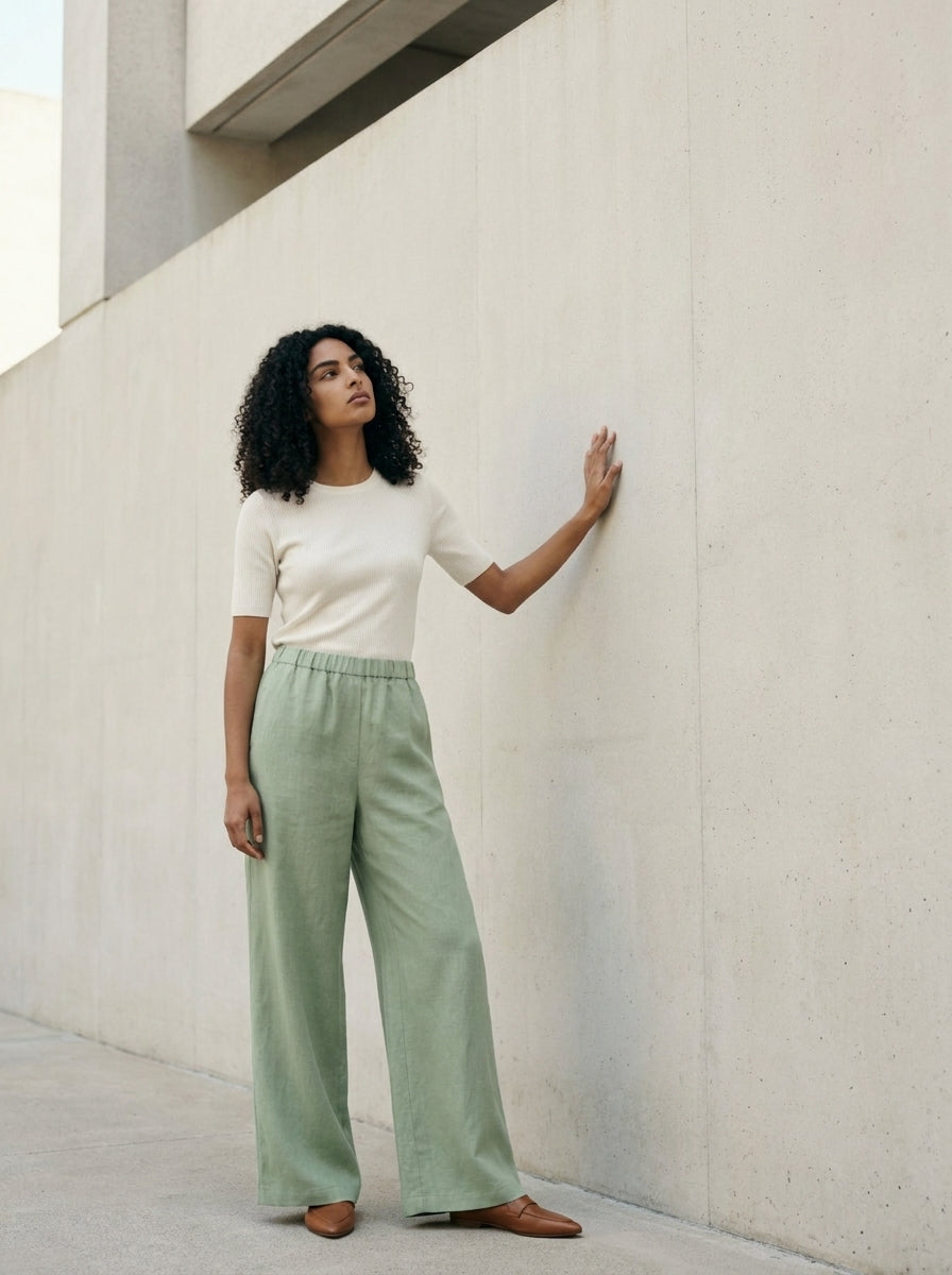 Valeria Linen Signature Wide Trousers B216