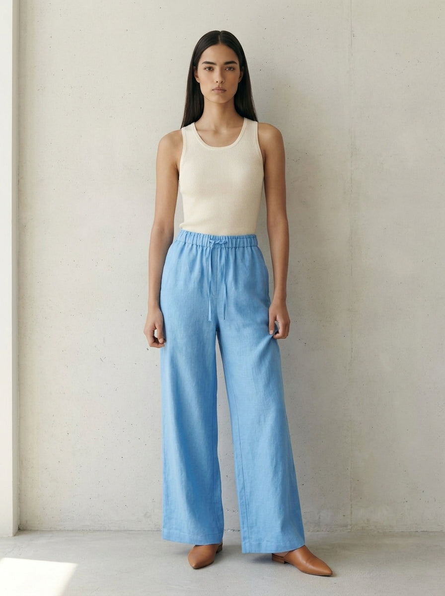 Valeria Linen Signature Wide Trousers B216