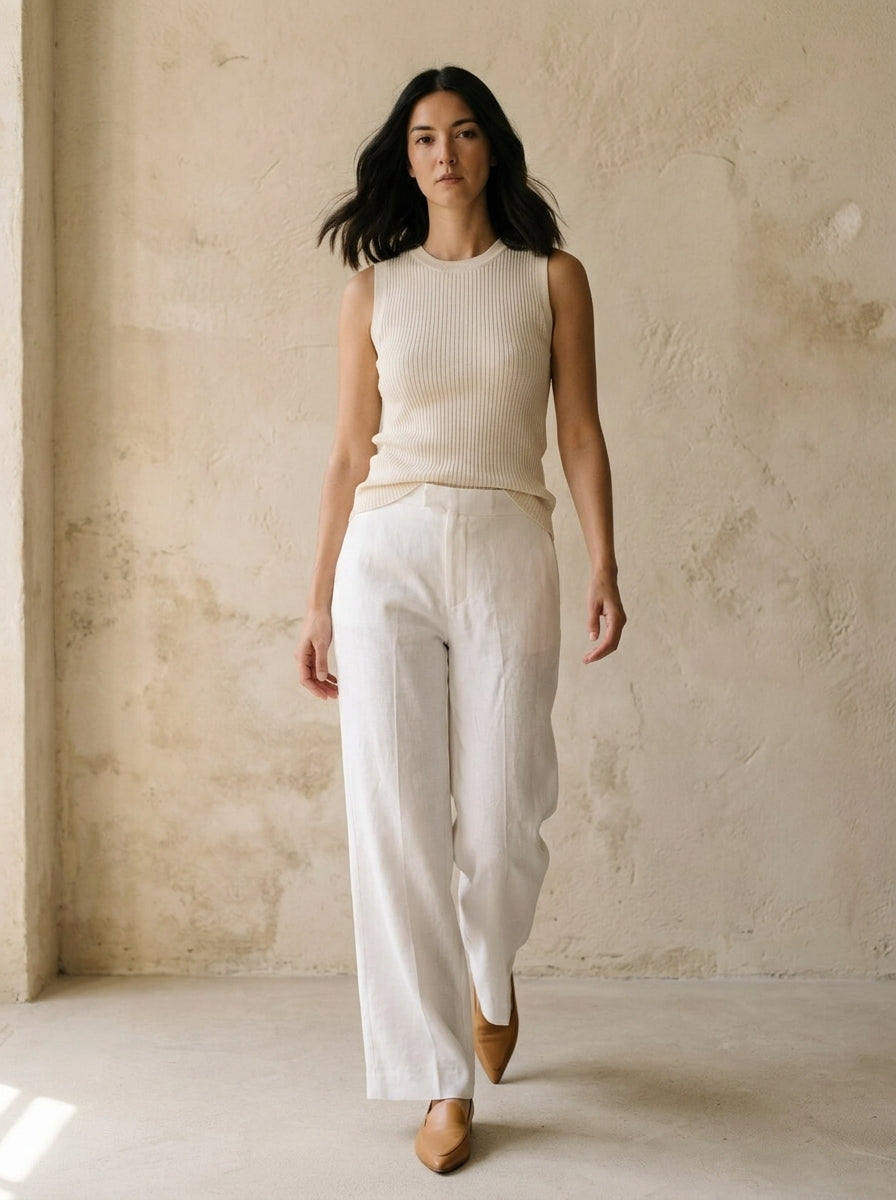 Valeria High-Rise Linen Wide-Leg Trousers B225-1