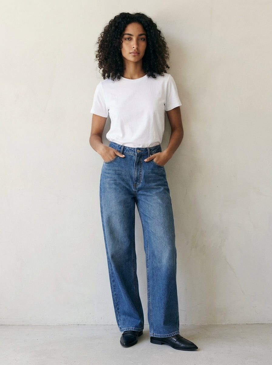 Dark Wash Wide-Leg Jeans B97