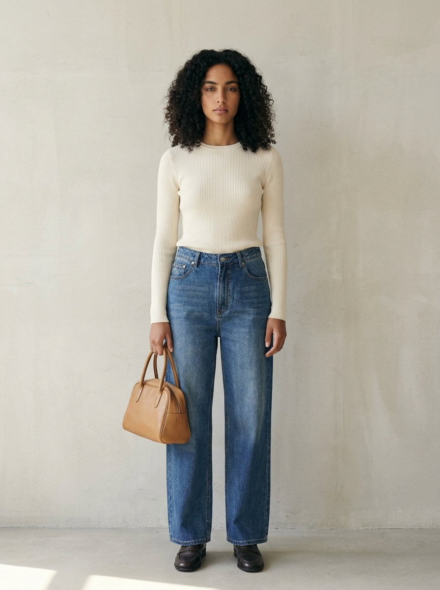Dark Wash Wide-Leg Jeans B97