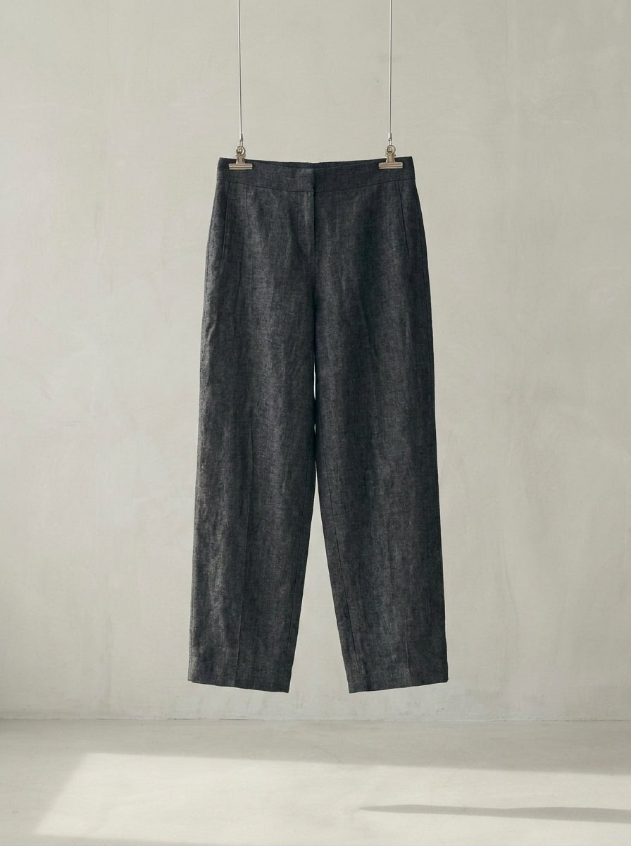 Valeria Linen Wide-Leg Cropped Trousers B99