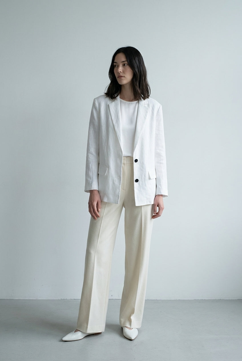 Single-Breasted Linen Blazer W50