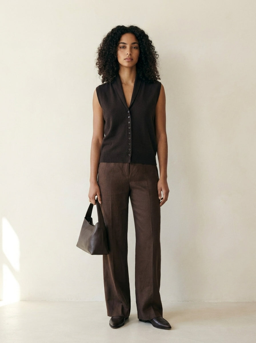Valeria Wool Button-Front Vest M107
