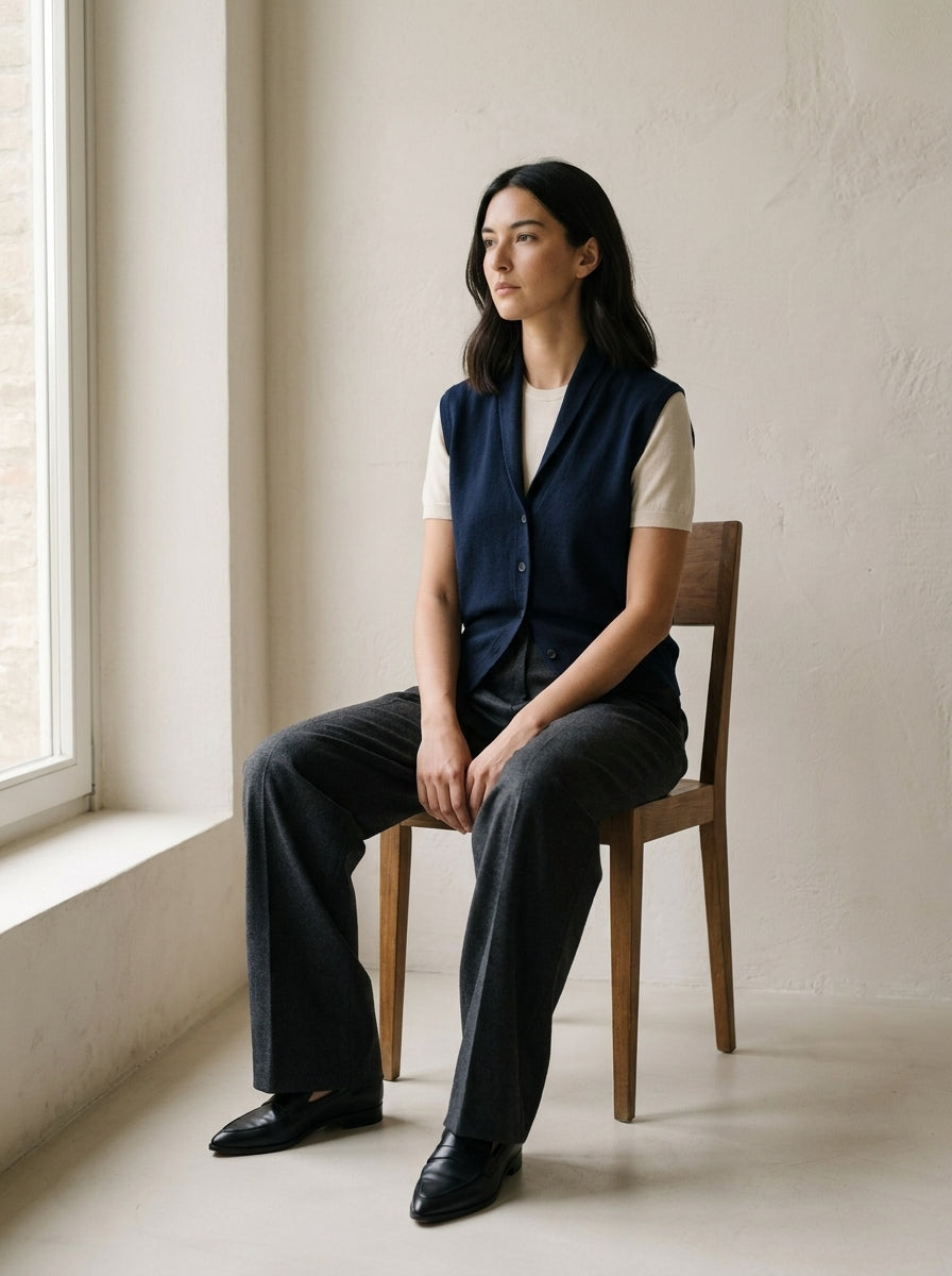 Valeria Wool Button-Front Vest M107