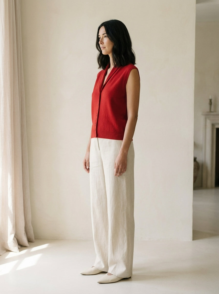 Valeria Wool Button-Front Vest M107