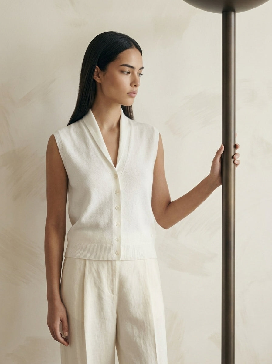 Valeria Wool Button-Front Vest M107
