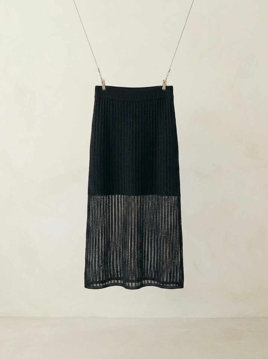 Valeria Flowy Linen Knit Midi Skirt M93