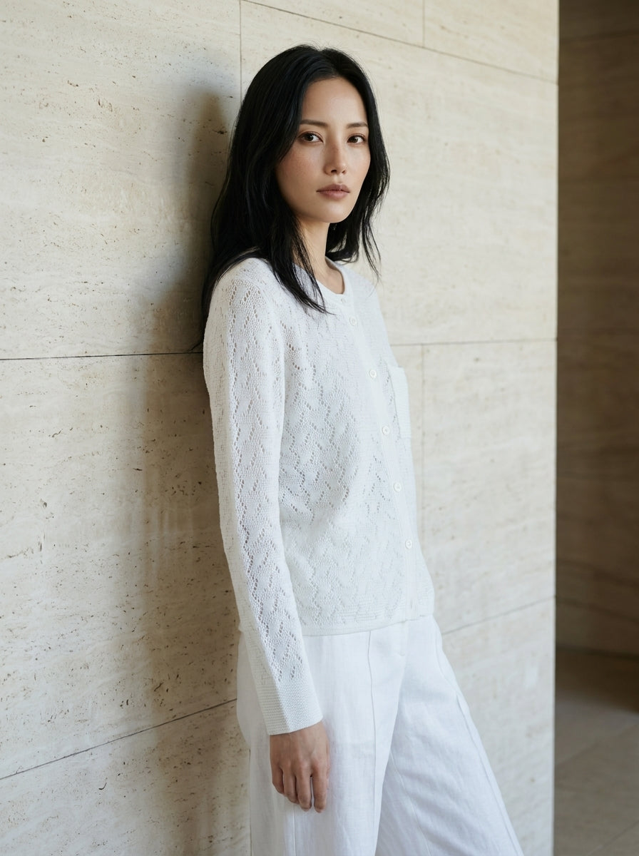 Valeria Pointelle Knit Cardigan