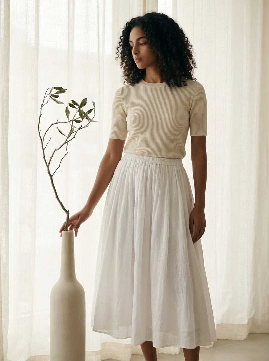 Ramie midi skirt