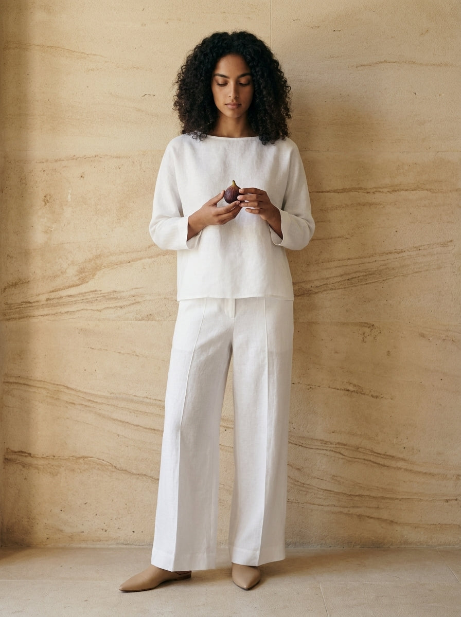 Wide-leg linen trousers